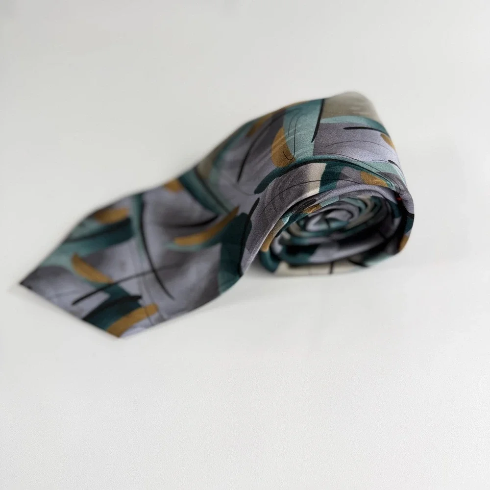 J. Garcia Tie Limited Edition In The Park Collection 46 Abstract Silk Necktie